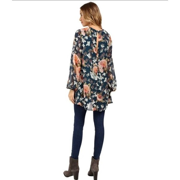 Show Me Your Mumu Donna Michelle Tunic Dress V Neck Multicolor XSmall Floral - Picture 3 of 10